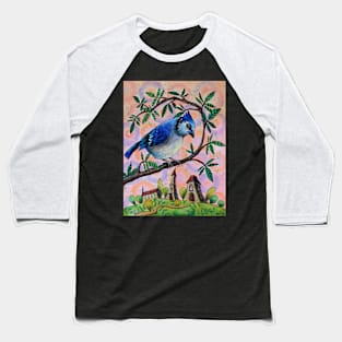 Blue Jay Watercolor Painting Baseball T-Shirt